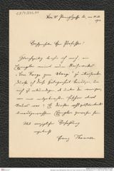 Nachlass Franz Steindachner, Brief von Franz Thonner an Franz Steindachner (11.11.1910), Inv.Nr. 543.01, Seite 1
